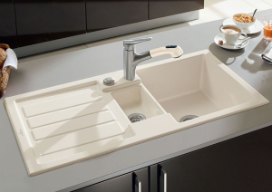 Villeroy & Boch 330402FUHL12 Flavia 60 Ivory Keramikspüle Excenterbetätigung Einbauspüle 60 cm Unterschrank
