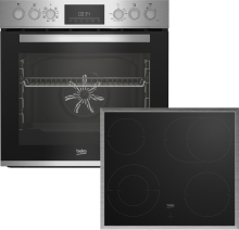 BBUM12321X Herdset Glaskeramik-Kochfeld LED-Display SteamShine 8Heizarten versenkbare Bedienknebel