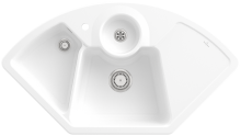Villeroy & Boch 670802RW Solo Eck Stone White Keramikspüle Excenterbetätigung Eckspüle 90 cm Unterschrank