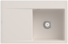 33471FKRHL2 Subway Style 45 Flat Crema Keramik Handbetätigung Spüle Aufliegend 50 cm Unterschrank