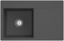 Villeroy & Boch 33482Fi4 Subway Style 45 Flat Graphite Keramik Excenter Spüle Aufliegend 50 cm Unterschrank