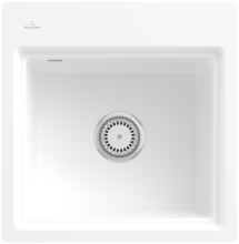 Villeroy & Boch 33551FRWHL23 Subway Style 50 S Flat Stone White Keramik Handbetät. flächenbündig Spüle 50 cm Schrank